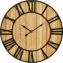 EMAX HOME Large Farmhouse Wall Clock 24 Inch Vintage Brown Wooden Wall Clock with Quiet Ticking and Minimalist Roman Numerals for Bedroom Living Room Office Kitchen Home Decor, Battery Operated