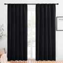 NICETOWN Blackout Curtain Panels for Living Room, Black, 2 Panels, W52 inches x L84 inches, Energy Efficient & Noise Reducing Thermal Insulated Rod Pocket Blackout Drapes/ Draperies for Window