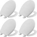 Mayfair Caswell Modern Slow Close Toilet Seat, Durable Plastic Seat, Made in USA, Round, White, 4-Pack