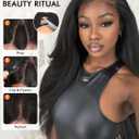 FAVE 26 Inch V Part Wig Glueless Layered Yaki Curly Half Wigs for Black Women Lightweight Synthetic Wigs Heat-Resistant Hair Replacement Wig Wear And Go
