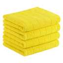 Homaxy 100% Cotton Terry Kitchen Towels(Yellow, 13 x 28 inches), Checkered Designed, Soft and Super Absorbent Dish Towels, 4 Pack