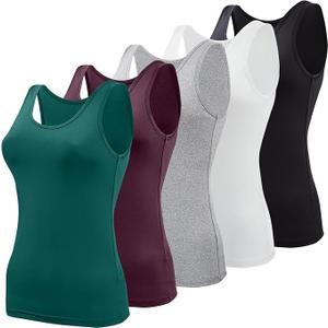 5 Pcs Basic Tank Tops for Women Undershirt Tank Top Sleeveless Under Shirts 2 XL