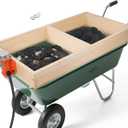 TlEBOLA Soil Sifter with 40W Adjustable Vibration Motor and Dual Mesh Sizes, 39" x 19.5" Wooden Automatic Compost Sieve for Dirt, Sand -Two Built-in Screens (0.47" & 0.24") Fit Most Wheelbarrows (EXP 07/29/26)