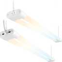 Hlite 4FT LED Shop Lights with Power Cord 5500LM,3 Power Level&3CCT,2 Pack | Linkable Utility Shop Light 4000K/5000K/6500K Tunable,5W/34W/42W Switchable,Shop Lights for Garage,Workshop,Warehouse