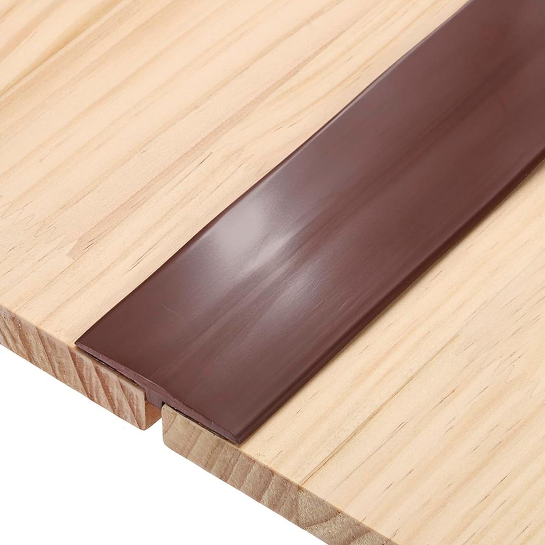 uxcell T-Molding Transition Strips, 9.84 ft x 1.97" (L x W) PVC Floor Flat Divider Strip Self Adhesive Vinyl Flooring Edging Trim for Joining Floor Gaps Doorways, Coffee