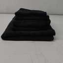 Amazon Basics 5 Piece Oversized Fade resistant Towel set, 100% Cotton towels for bathroom, soft and absorbent, 2 Bath Towels, 2 Hand Towels and 2 Washcloths bathroom towel set, Black