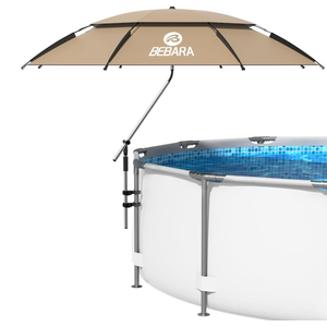 Bebara 7FT Above Ground Pool Umbrella – 360° Tilting Double-Layer Canopy & Height Adjustable, UPF 50+ Sun Protection for Above Ground Pools, Patio, Beach & Outdoors