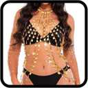 BODIY Women Gold Sequins Body Chain Beach Chest Chain Layered Bra Chains Beach Body Accessory