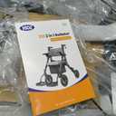 VOCIC Rollator-Walkers-for-Seniors-with-Seat, Walker Wheelchair Combo, Transport-Wheelchair-Lightweight-Foldable, Adult Walkers All Terrain, 2 in 1 Rolling Walker Chair with Brakes & Pouch