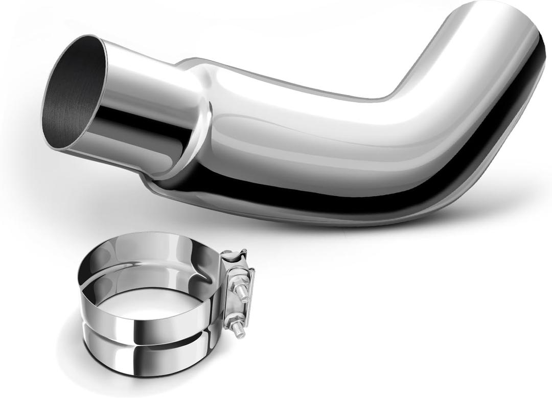 Elbow Exhaust Tip, 4 Inch Chrome Diesel Exhaust Tip with a Clamp, 4 to 5 Inch Exhaust Elbow Tip for Pick-up trucks