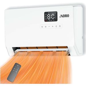 Wall-Mounted Space Heater with ECO Thermostat and Remote Control, LED Display, 60/90/120 Oscillation Modes, 24-Hour Timer, Indoor Electric Space Heater (16.5" W)