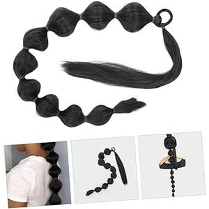 NOLITOY 3pcs Long Bubble Ponytail Extension Wig Women Hair Extensions Wedding Hair Accessories