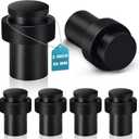 KOLAKO Door Stopper, Cylindrical Floor Door Stop, 2 Inch/Stainless Steel, Black Modern Heavy Duty Brushed Solid DoorStops with Rubber Bumper, Floor Door Stops for Bottom of Door, 6 Pack