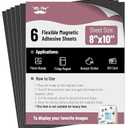 Mr. Pen- Adhesive Magnetic Sheets, 8" x 10", 6 Pack, Magnetic Sheet, Magnetic Paper, Magnet Paper Sheets, Magnetic Sheets with Adhesive Backing, Flexible Magnetic Sheet, Photo Magnets, Magnet Sheet