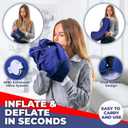 Air Bow Comfortable Travel Pillow - Airplane Pillow for Head, Neck, & Chin Rest, Inflatable & Soft Neck Pillow - Durable Material with Hygienic & Washable Cover, Easy to Inflate & Deflate (Blue)