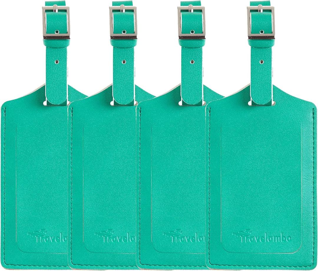 Travelambo Luggage Tags for Suitcases PU Leather Travel Tags Bag Tags Privacy Protection Travel Essentials