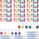 DUA MAIGA 210 Pcs Mini Acrylic Paint Set, 12 Colors Acrylic Paint Strips with 30 Pcs Paint Brushes for Kids & Adults, Kids Paint Set for Home Birthday Classroom Party Favors