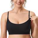 MOMANDA Ribbed Nursing Bras for Breastfeeding Support Maternity Sports Bra Wireless Seamless Sleep Bralettes, Large