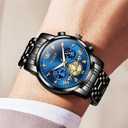 OLEVS Mens Watches Chronograph Watch Luxury Dress Stainless Steel Waterproof Watches for Men Moon Phase Luminous Business Calendar Wrist Watch Blue/Black/Green/Gold/Face