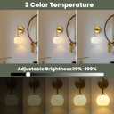 Glass Battery Operated Wall Sconce Set of 2, Gold Rechargeable Wireless Wall Lights with 3CCT Dimmable, Timer & Remember Function and Remote Control, Wall Lamp for bedroom, bathroom, living room