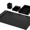Leather Desk Pad Accessories Set - Blotter, Mat Protector, Organizer With Side Rails for Writing, Office, Home, Workplace Desktop Supplies (Black)