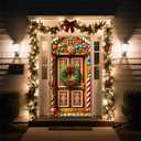 Christmas Tree Door Banner Fabric Decoration for House, Doorway, and Wall, 71 x 35 Inch (01)