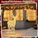 DIY 3-5 ft Christmas Tree Deer Family Silhouette Sticker Set Decoration for Wooden PP Board Cutting Tracing for Holiday Outdoor Indoor Lawn Patio Pathway Garden(4 ft,Reindeer)