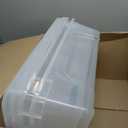 IRIS USA 27 Qt Stackable Plastic Storage Bins with Lids, 2 Pack - BPA-Free, Made in USA - Discreet Organizing Solution, Latches, Durable Nestable Containers, Secure Pull Handle - Clear