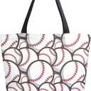 Chic Extra Large Shoulder Grocery Tote Bag, Stylish Baseball Balls Pattern Canvas Reusable Handle Bags for Men Women Gym Weekender Picnic Beach Travel Home Storage Market Shopping