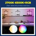 Lightinginside E12 Smart Light Bulbs 60W Equiv., Work with Alexa/Google Home/SmartLife, 500LM 6W RGBCW Candle Candelabra LED Light Bulbs, No Hub Required, 2.4G WiFi Bluetooth Bulb, ETL Listed, 4PCS