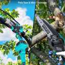 8" Electric Pole Saws for Tree Trimming,Brushless Mini Chainsaw Cordless with Extension Pole 2 Batteries, Battery Powered Hand Held Chain Saw Pole Pruner for Cutting Tree Limbs, Gifts for Father's Day