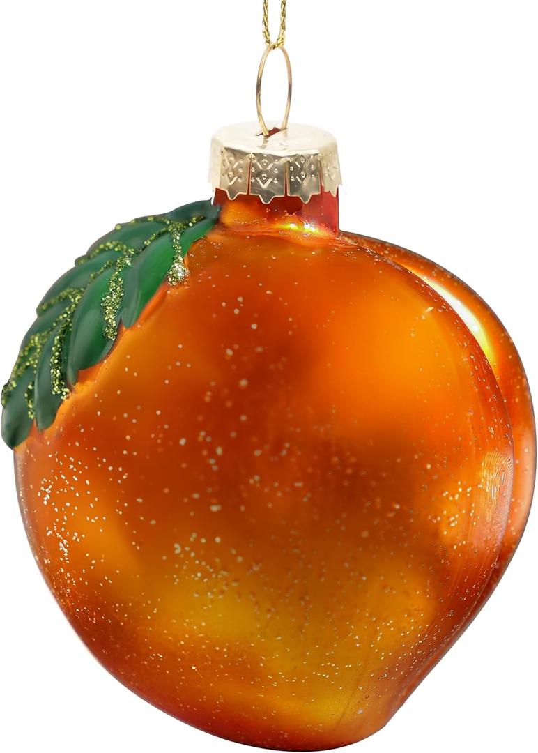 Joiedomi Peach Mini Christmas Ornaments, Fruit Blown Glass Small Ornament for Christmas Tree Hanging Outdoor Decorations Indoor, Xmas Party Favors Supplies Cute Presents Gifts