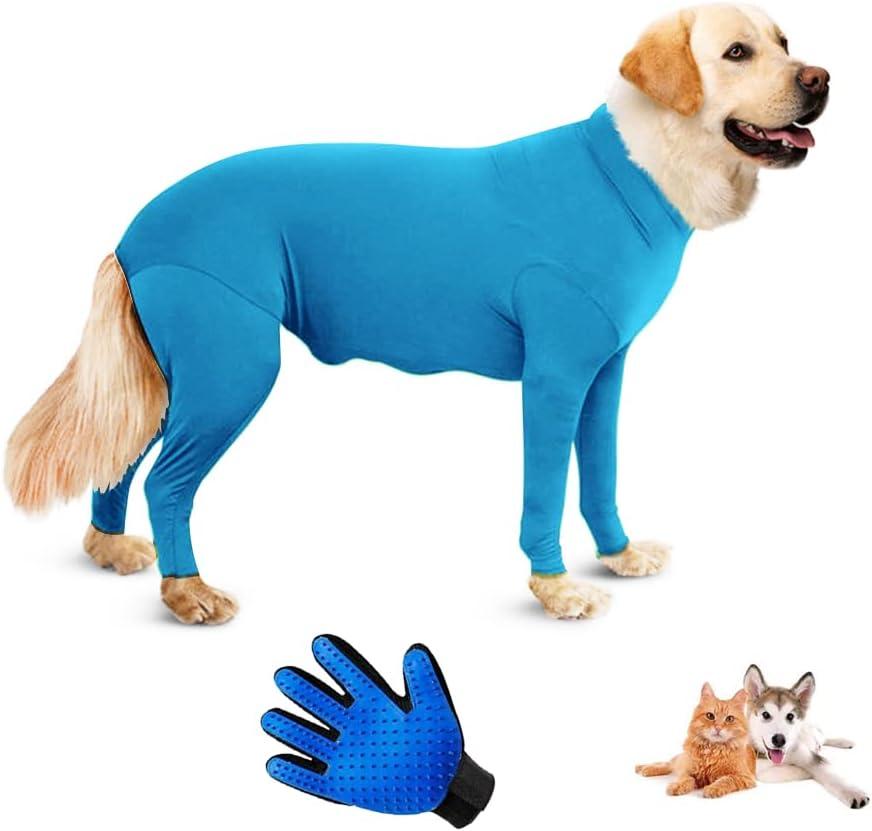 Surgical Recovery Suit for Dogs, Dog Anti-Licking Elastic Tights Bodysuit, Preventing Full Body for Shedding, Allergy, Wound Protection, E Collar Alternative (L, Blue)