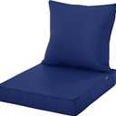 Outdoor Chair Cushions 24x24 Inch, Waterproof Fade Resistant Deep Seat and Backrest Cushion Set for Patio Furniture, Navy, 1 Set