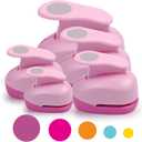 BearBoss 5 Pcs Craft Hole Punch, Handmade Scrapbook Paper Puncher, Different Size of Scrapbooking Punches Crafting Designs for Office Supplies, Card Making, DIY Albums Photos, Pink Color (Circle)