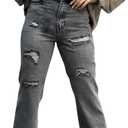 Women's Skinny Straight Leg Mid-High Waist Denim Jeans Casual Stretchy Denim Pants (Gray, XL)