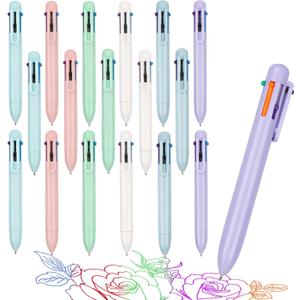 2 x 18 Pack Ballpoint Pens, 0.5mm 6-in-1 Colored Ballpoint Pen, Retractable Fine Point Pens, Colorful Ballpoint Pen Gel Ink Pens, Ballpoint Pens Smooth Writing Pens, for School Office Supplies