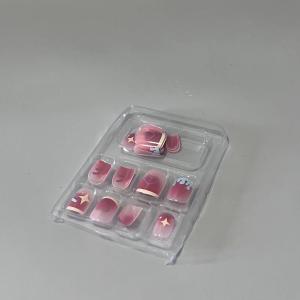 Press On False Nails, Ombre Square Press On Nails Short, French Acrylic Full Cover False Nails for Women and Girls