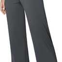 Wide Leg Yoga Pants Women Stretch Dress Work Pants with Pockets Lounge Casual Sweatpants (X-Large, Dark Grey)
