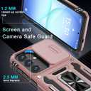 DEERLAMN Case for Samsung Galaxy A37 5G with Slide Camera Cover+Screen Protector (1 Pack), Rotated Ring Kickstand Military Grade Shockproof Protective Cover-Rose Gold