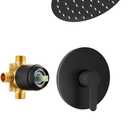 Tub Shower Faucet, Matte Black Shower Faucet Set with 8-Inch All-Metal Rainfall Showerhead and Bathtub Spout, Single-Handle Tub Shower-Trim Kit Included Valve, Matte Black