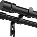 Double Curtain Rod for Windows 48 to 84 1 Inch Heavy Duty Decorative Drapery Rod with 5/8 Inch Adjustable Small Black Curtain Rods for Living Room Bedroom(32"-90")