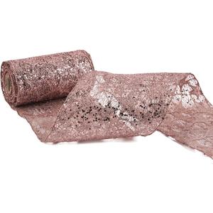 MEEDEE 6 Inch Wide Wired Ribbon Rose Gold Glitter Mesh Web Wired Edge Ribbon by 10 Yards Roll Rose Gold Wired Ribbons for Christmas Tree, Garland, Holiday Wreaths, Bows, Centerpiece, Gift Wrapping