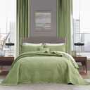 DaisyHuang Oversized Bedspread - Queen Size Bedding Cover - Modern & Contemporary Coverlet Set, Real Stitching, Reversible, Lightweight, 5 Piece, Sage Green