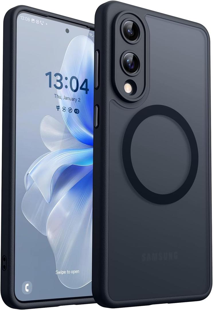 CANSHN Designed for Samsung Galaxy S25 Edge Case (2025) [Full Camera Protection] [Compatible with Magsafe] Translucent Matte Back Protective Phone Cover, Black