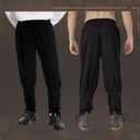Mens Spring Summer Autumn Ankle Banded Pants Medieval Viking Navigator Trousers Renaissance Pants (Black, Medium)