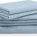 StayTight King Sheets Set 4 Piece Cooling Bed Sheets with 2 Envelope Pillowcases Soft Microfiber Deep Pocket Hypoallergenic Washable Bedding Set for Guest or Master Bedroom by Casual Living, King, Light Blue