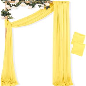 MLMC Yellow Wedding Arch Draping Fabric 2 Panel 29" x 20 FT Extra Long Airy Gauze Drapes Backdrop Curtains 6.6 Yards Light Weight Outdoor Drapery Panels for Wedding Ceremony Church Events Decor