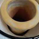 Outdoor Beige Clay Chiminea Outdoor Fireplace Sun Design Charcoal Burning Fire Pit with Sturdy Metal Stand, Barbecue, Cocktail Party, Family Gathering, Cozy Nights Fire Pit