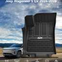 3W Floor Mats & Seat Back Mats & Cargo Liner for 2024-2026 Jeep Wagoneer S EV, All Weather TPE Custom Fit Set Car Floor Mats, Jeep Wagoneer S EV Full Set Floor Mats Accessories, Black